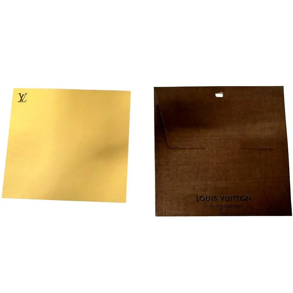 Louis Vuitton Gift Tag Note Card & 42” Brown Leather Tie Packaging Set